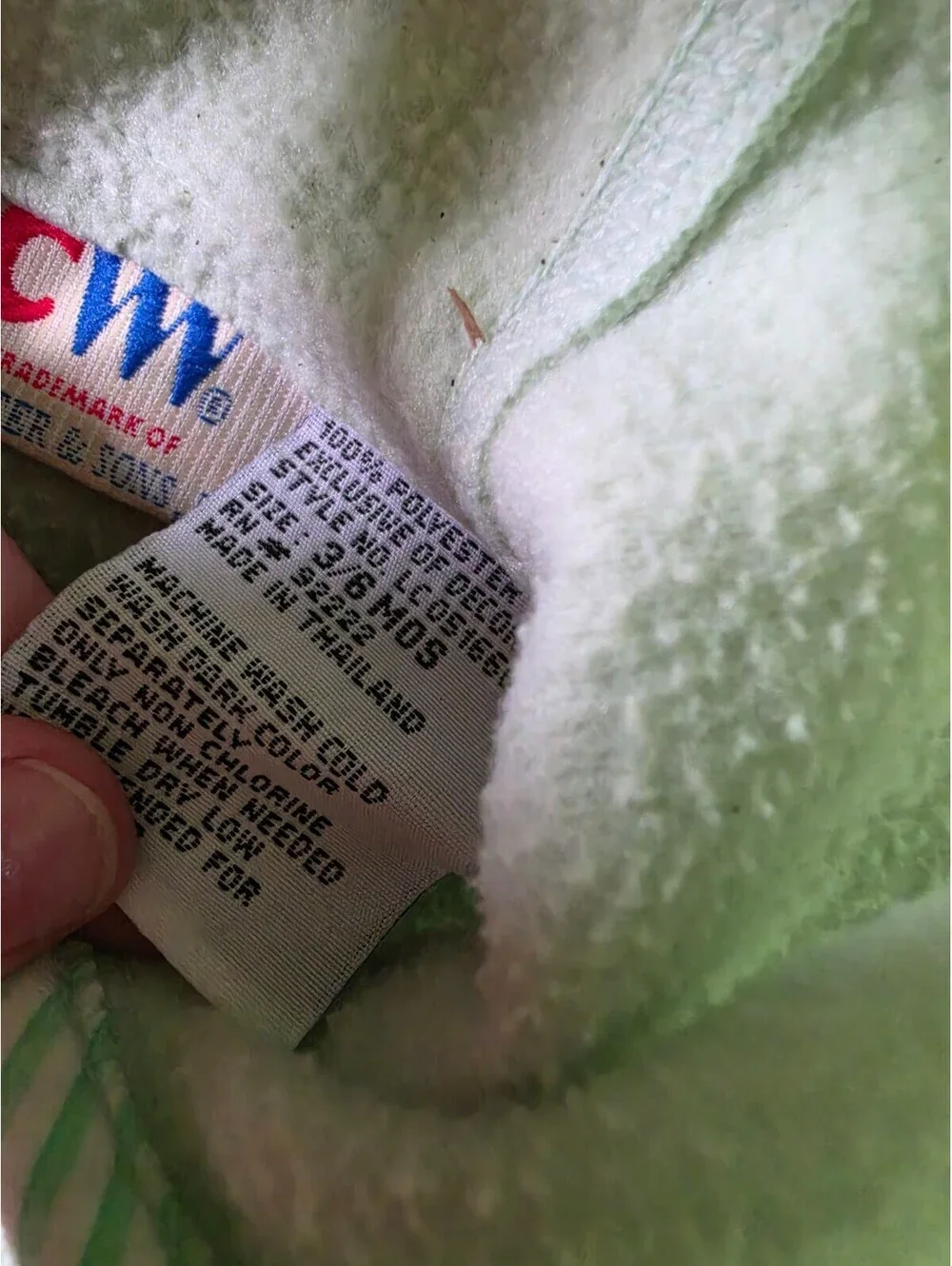 Vtg Carter & Sons Baby Sz 3-6M Fleece Button Up Hooded Sweater Light Green